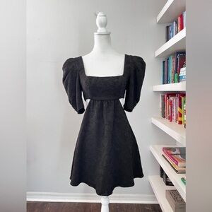 Majorelle Tillie Black mini dress with puffy sleeves and cut outs size small